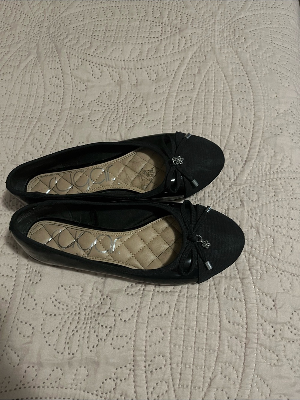 Sugar Black Women's Ballet Flats with Bow Accent